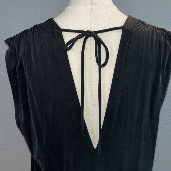 ANTHRO ANTHROPOLOGIE ERI + ALI Brielle Cupro V-Neck Black Boho Swing Dress - XS - Picture 6 of 12